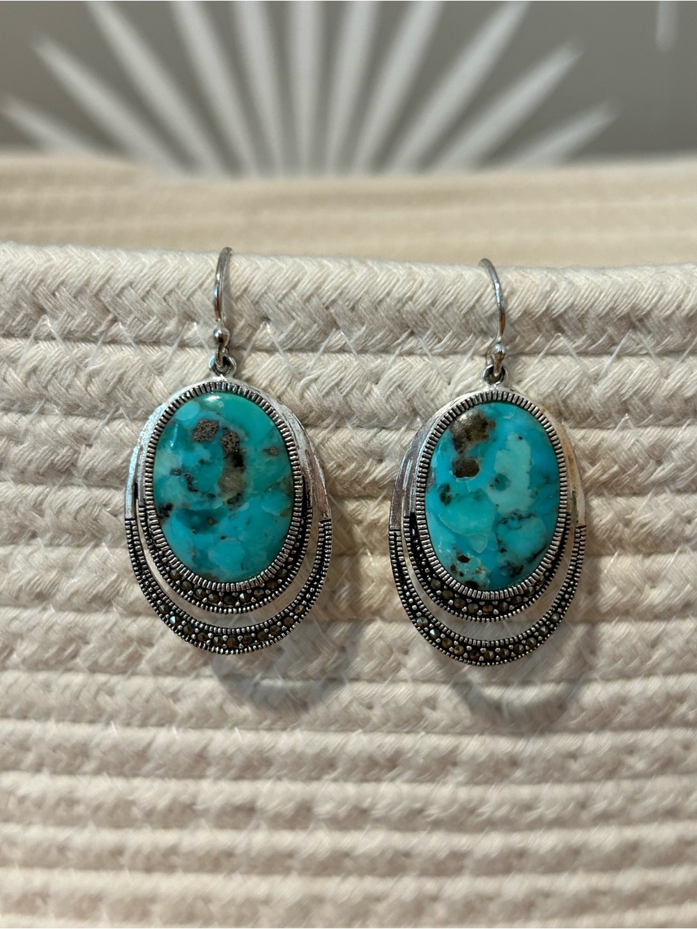 Turquoise Silver Drop Earrings